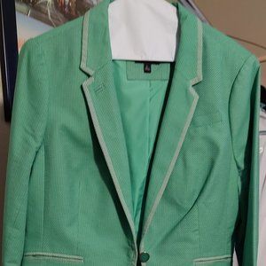 Green blazer and yellow pants